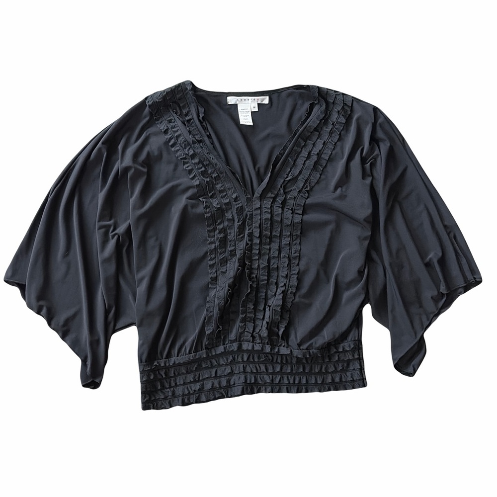 Studio M Black Ruffle Detail Blouse - Picture 2 of 3